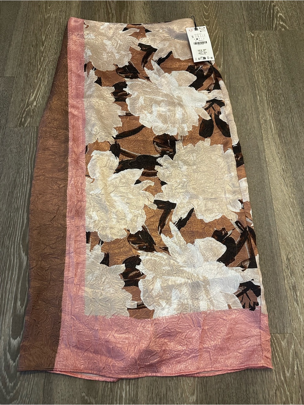 NWT Zara Floral Satin Crepe Midi Skirt - Picture 2 of 4